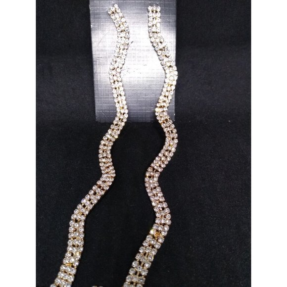 Long Rhinestone Fringe Statement Earrings … - Picture 2 of 5